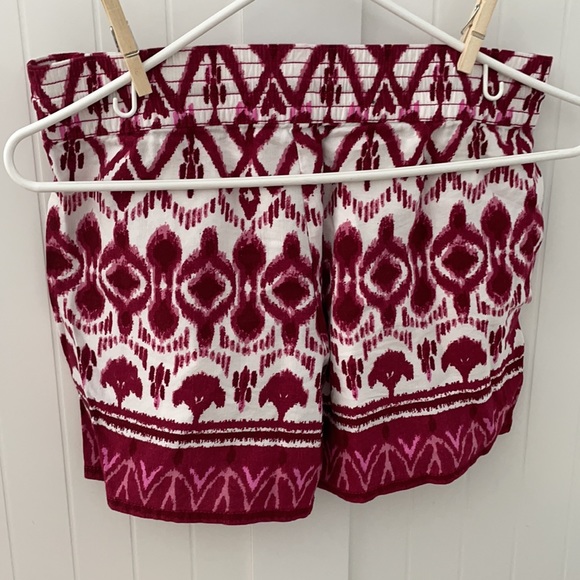 Ann Taylor Loft XXS Linen Shorts Cool Flowy Tie Waist Pink Red New! - Picture 5 of 7